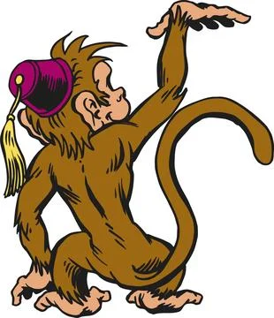 Whimsical Monkey Performer in Fez Hat, Dancing Illustrazione stock