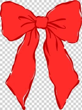 Whimsical oversized red Bow Coquette Valentine Hand Drawn Playful lined Stock Illustration