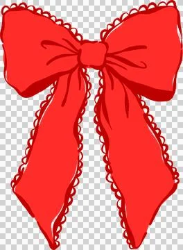 Whimsical oversized red Ribbon Bow with scalloped trim Coquette Valentine H.. Stock Illustration