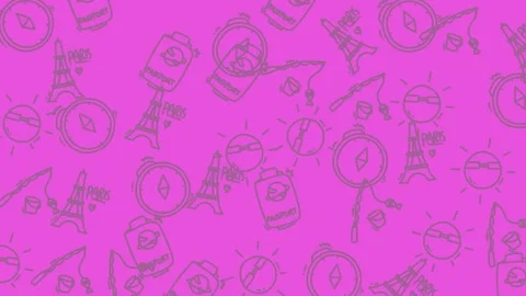 Whimsical Pink Pattern with Playful Doodle Elements. Stock Footage 321853982