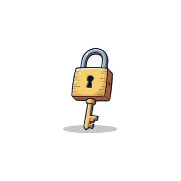 Whimsical protection representation lock and key concept illustration for d.. Stock-Illustration
