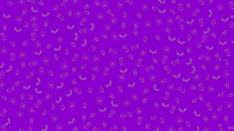 Whimsical purple background with delicate line art floral patterns Stock-Footage 343551798