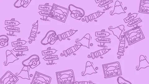Whimsical Purple Holiday Doodle Pattern for Festive Backgrounds. Stock Footage 321854067