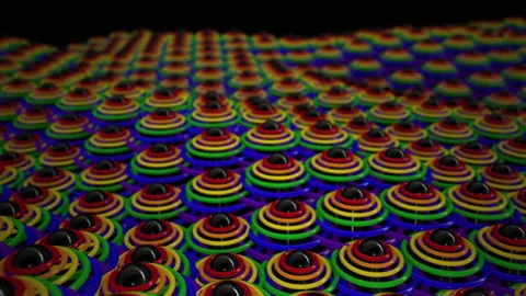 Whimsical Rainbow Rings Waves Seamless Loop Background Stock Footage 219033660