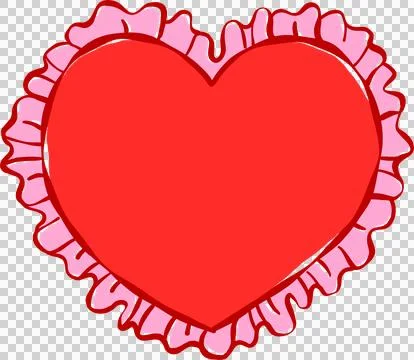 Whimsical Red Heart Frame with Ruffled Edge squiggle Hand Drawn Playful lined Stock Illustration