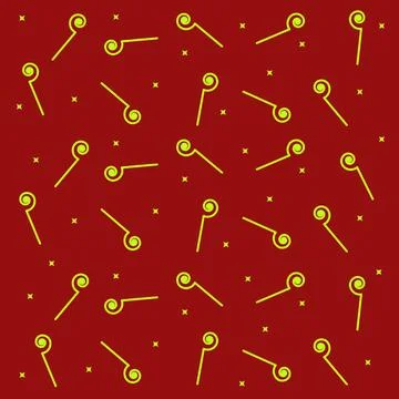 Whimsical Red Pattern with Swirls and Stars Stock Illustration