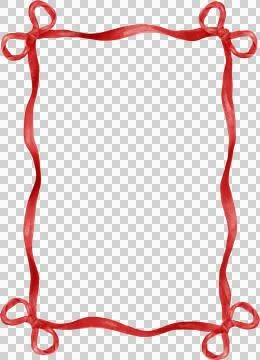 Whimsical Red Rectangle  Frame with Bow in Coquette watercolor Stock Illustration