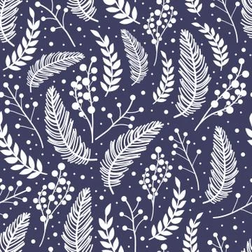 Whimsical repeating pattern. Christmas and winter theme. Illustrazione stock