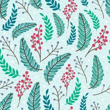 Whimsical repeating pattern. Christmas and winter theme. Stock Illustration