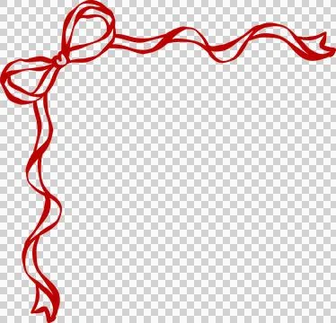 Whimsical Ribbon Bow Corner border Decorative Valentine Hand Drawn Stock Illustration