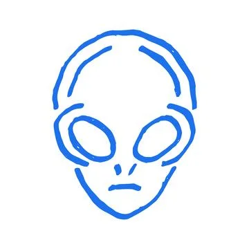 Whimsical Sad Alien Head Character Hand Drawn Vector Illustration For Sci-Fi Stock Illustration
