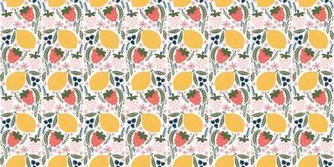 Whimsical seamless pattern adorned with illustrations of white strawberries.. Stock Illustration