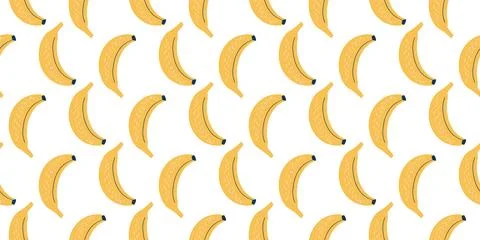 Whimsical seamless pattern adorned with playful banana illustrations in a c.. Stock Illustration