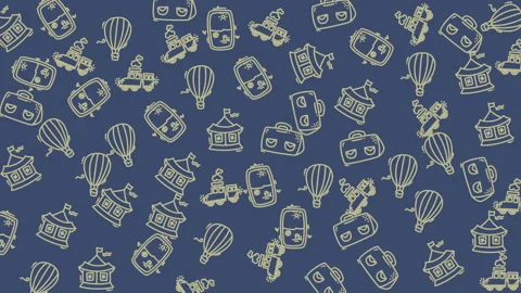 Whimsical seamless pattern featuring vintage cameras and hot air balloons i.. Stock Footage 319389126
