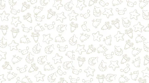 Whimsical seamless pattern of sea shells starfish and underwater elements Stock Footage 321641252