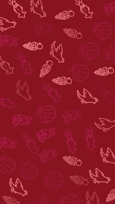 Whimsical Seashells and Sea Creatures Pattern Animation Red Background Video stock 341447054