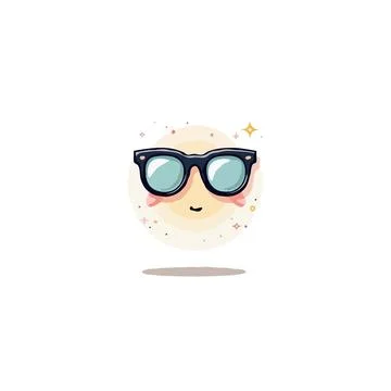 Whimsical spectacle illustration with soft glow, conveying simplicity and a.. Stock Illustration