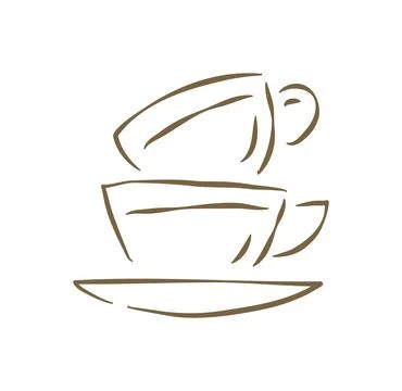 A Whimsical Stack Of Two Coffee Cups On A Saucer Vector Illustration イラスト素材
