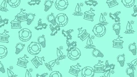 Whimsical Summer Pattern - A Playful Seaside Adventure. Stock Illustration