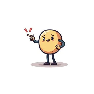 Whimsical tan character pointing inquisitively with glowing finger expressi.. Stock Illustration