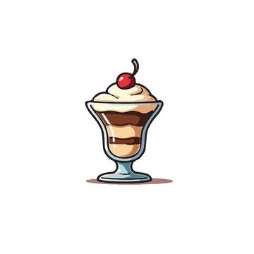 Whimsical vector dessert creation featuring layered textures with cherry on.. Stock Illustration