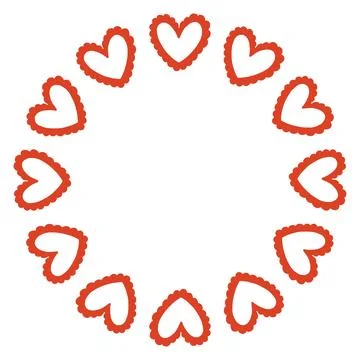 Whimsical vector illustration of a circular frame made of decorative folk style Stock Illustration