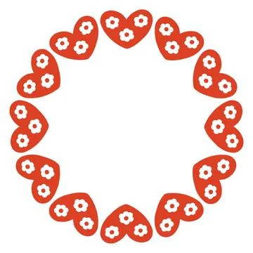 Whimsical vector illustration of a circular frame made of decorative folk style Stock Illustration
