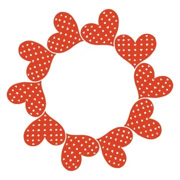 Whimsical vector illustration of a circular frame made of decorative folk style Stock Illustration
