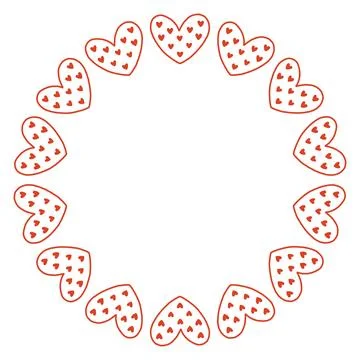 Whimsical vector illustration of a circular frame made of decorative folk style Stock Illustration