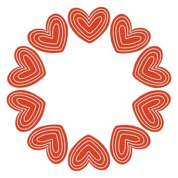 Whimsical vector illustration of a circular frame made of decorative folk style Stock Illustration