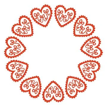Whimsical vector illustration of a circular frame made of decorative folk style Stock Illustration
