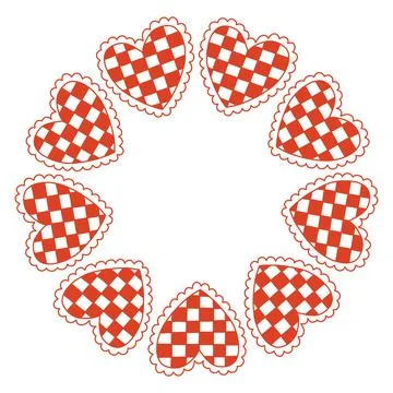 Whimsical vector illustration of a circular frame made of decorative folk style Stock Illustration