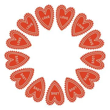 Whimsical vector illustration of a circular frame made of decorative folk style Stock Illustration
