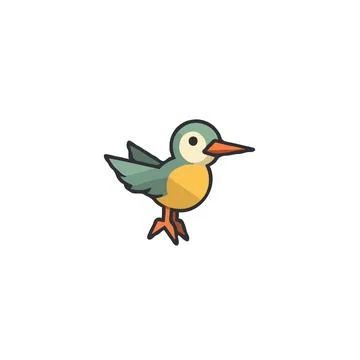 Whimsical vector illustration of a small stylized bird with bright plumage .. Stock Illustration