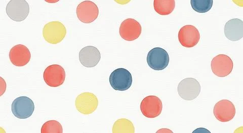 Whimsical watercolor dots pattern in pastel colors on white background Stockillustratie