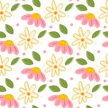 Whimsical Wildflower Seamless Pattern in Cottagecore Style Colorful Hand Dr.. Stock Illustration