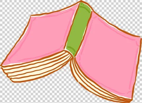 Whimsy Bookish Open Book Blank Pink Cover Upside DownDoodle Hand Drawn Stock Illustration