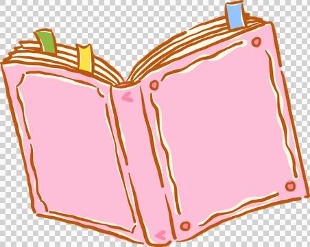 Whimsy Bookish Open Book Blank Cover Page with bookmarks Doodle Hand Drawn Stock Illustration