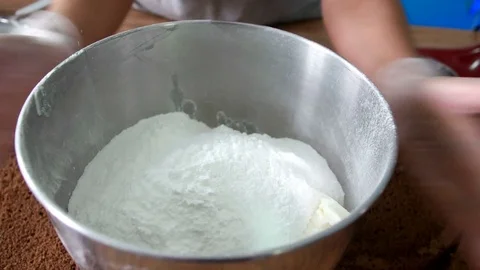 Whip cans with flour Stock Footage 75510397