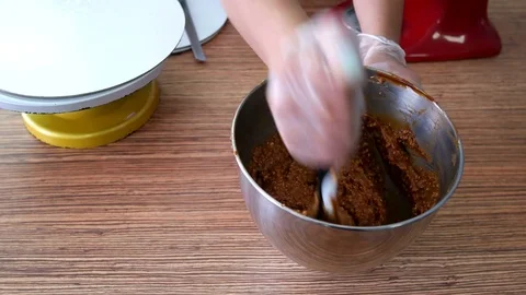 Whip chocolate cream in the kitchen Stock Footage 75496138