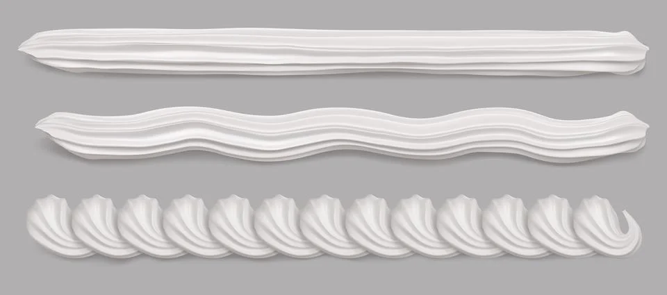 Whipped cream border, white vanilla wavy swirl Stock Illustration