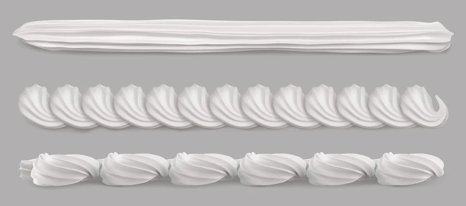 Whipped cream border, white vanilla swirl Stock Illustration