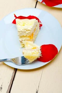 Whipped cream mango cake Stock Photos