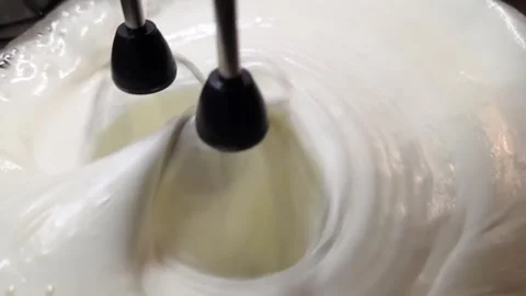 Whipped Cream Mixing Process in Industrial Kitchen for Culinary Arts and Baking Stock Footage 319315474