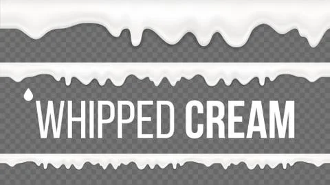 Whipped Cream Pattern Vector. White Creamy Swirl. Vanilla Milk Dessert. Sweet Stock Illustration