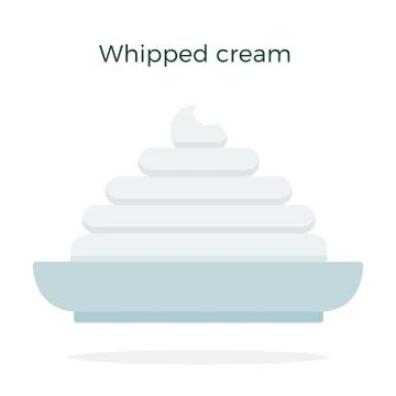 Whipped cream on a plate vector flat isolated Illustrazione stock