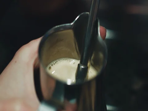 Whipped milk for cappuccino Stock Footage 77051607