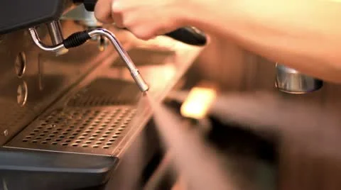 Whipped milk on the coffee machine Stock Footage 19352226