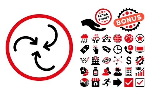 Whirl Arrows Flat Vector Icon with Bonus 스톡 일러스트
