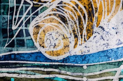 Whirl, hot batik, background texture, handmade on silk, abstract surrealism  Stock Illustration